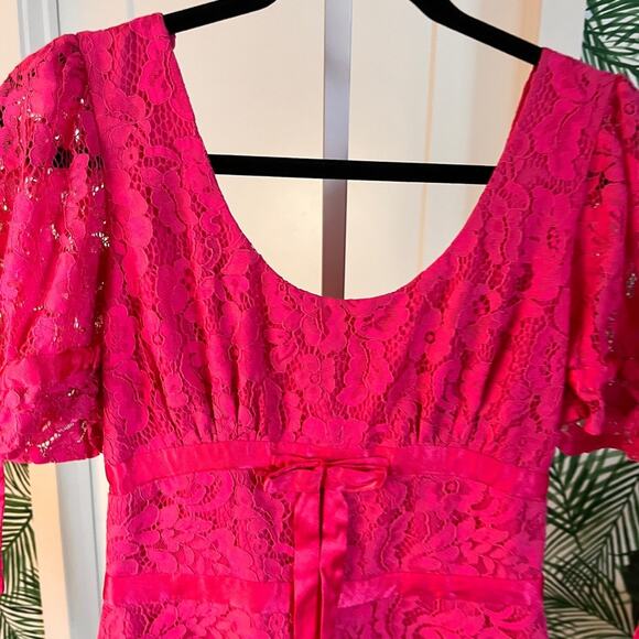 Lovers + Friends Fuchsia Lace Cloud Nine Mini Dress Small Coquette - Picture 5 of 11